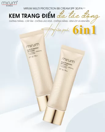 Kem BB 6in1 Mirum làm trắng da, chống lão hoá, dưỡng ẩm, chống tia UV, Lót và nền Mirum Multi Protection BB cream SPF30/PA++